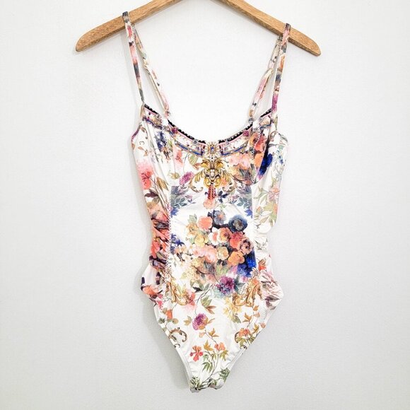 Camilla Rouched Side Onepiece Swimsuit in Friends with Frescos Small - Picture 4 of 12